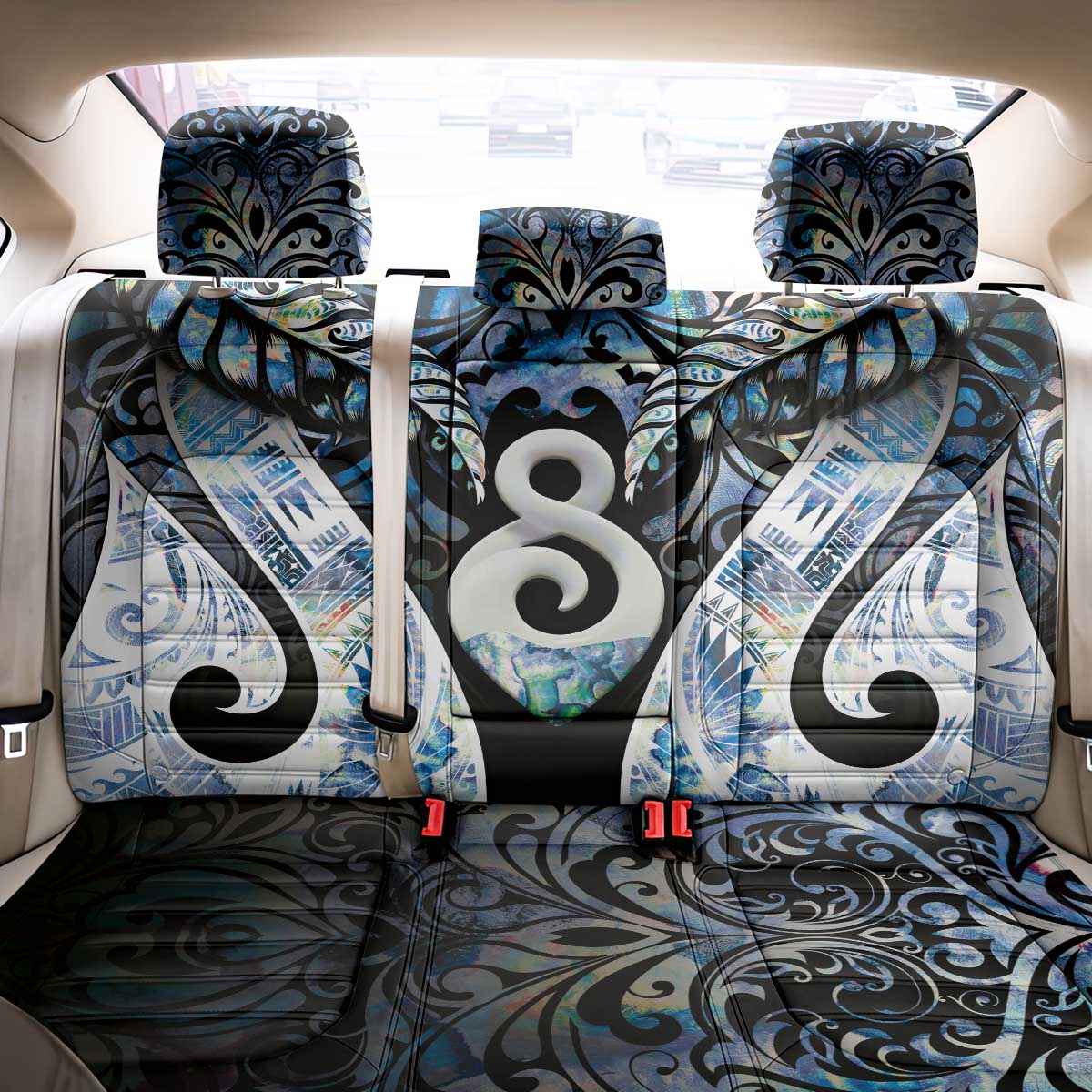 New Zealand Aotearoa Back Car Seat Cover Pikorua Single Twist Green Paua Shell