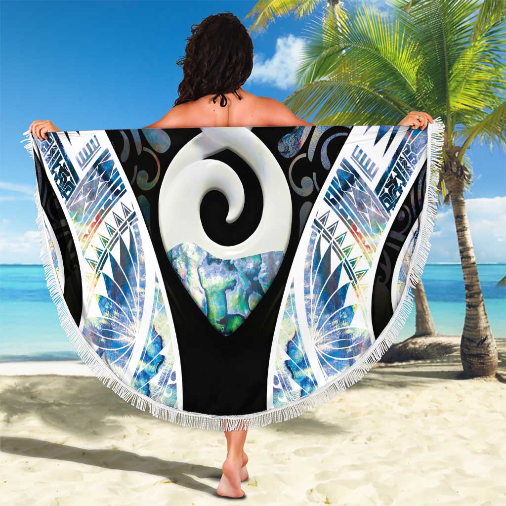 New Zealand Aotearoa Beach Blanket Pikorua Single Twist Green Paua Shell