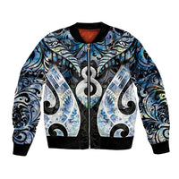 New Zealand Aotearoa Bomber Jacket Pikorua Single Twist Green Paua Shell DT05 Unisex Green - Polynesian Pride