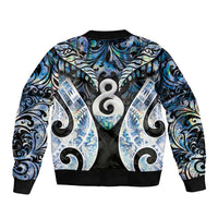 New Zealand Aotearoa Bomber Jacket Pikorua Single Twist Green Paua Shell DT05 - Polynesian Pride