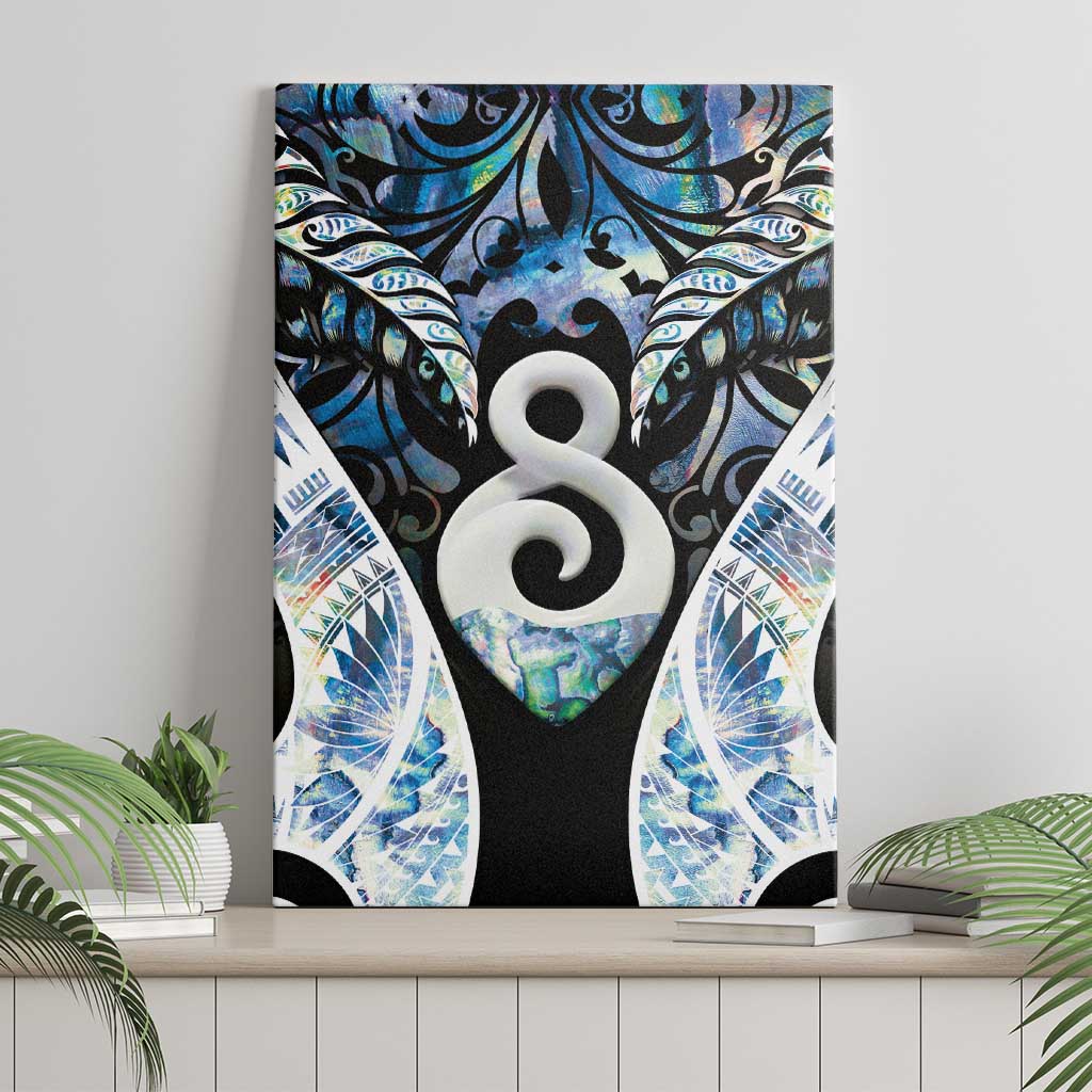 New Zealand Aotearoa Canvas Wall Art Pikorua Single Twist Green Paua Shell