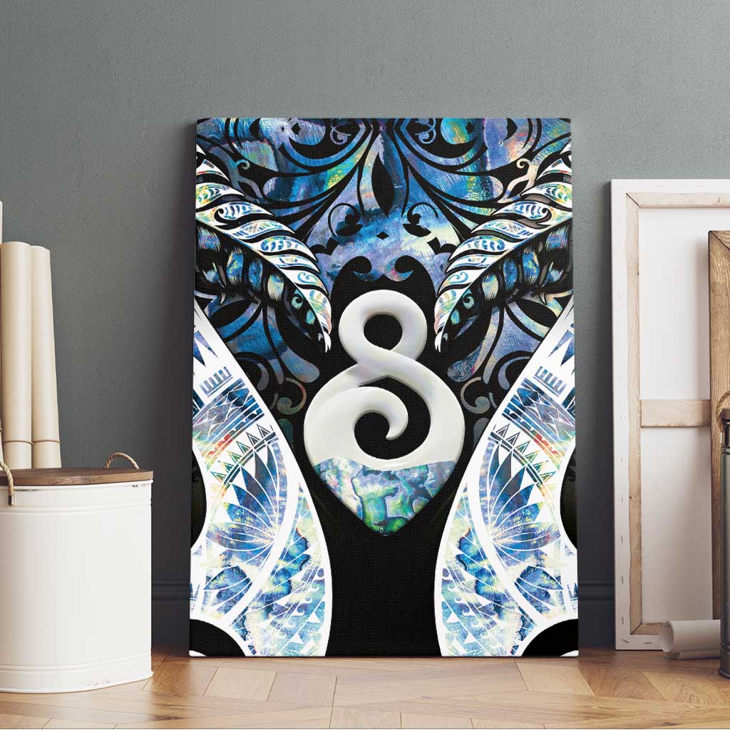 New Zealand Aotearoa Canvas Wall Art Pikorua Single Twist Green Paua Shell