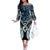 New Zealand Aotearoa Family Matching Off The Shoulder Long Sleeve Dress and Hawaiian Shirt Pikorua Single Twist Green Paua Shell