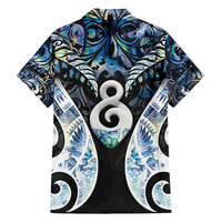 New Zealand Aotearoa Family Matching Off Shoulder Short Dress and Hawaiian Shirt Pikorua Single Twist Green Paua Shell DT05 - Polynesian Pride
