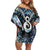 New Zealand Aotearoa Family Matching Off Shoulder Short Dress and Hawaiian Shirt Pikorua Single Twist Green Paua Shell