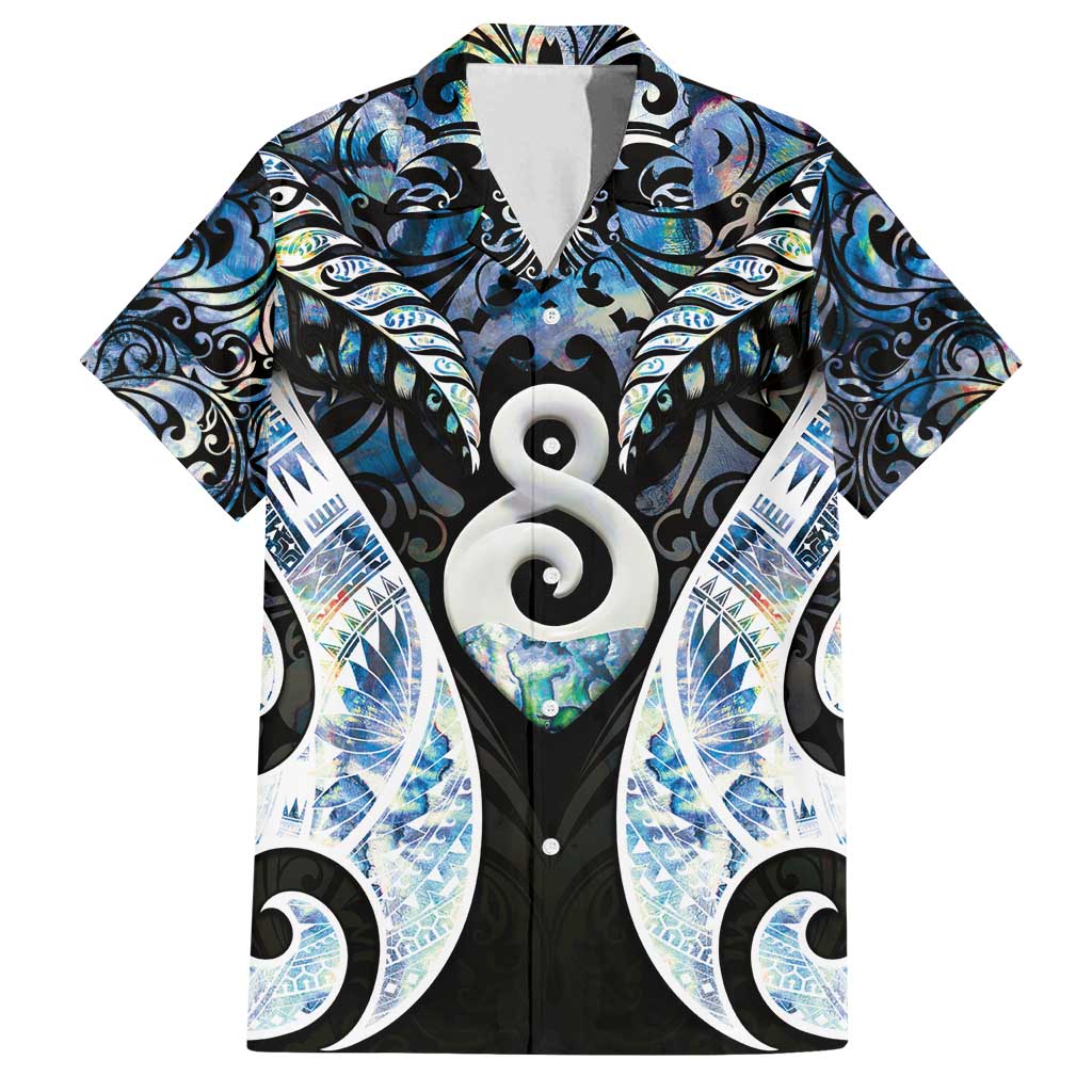 New Zealand Aotearoa Family Matching Tank Maxi Dress and Hawaiian Shirt Pikorua Single Twist Green Paua Shell