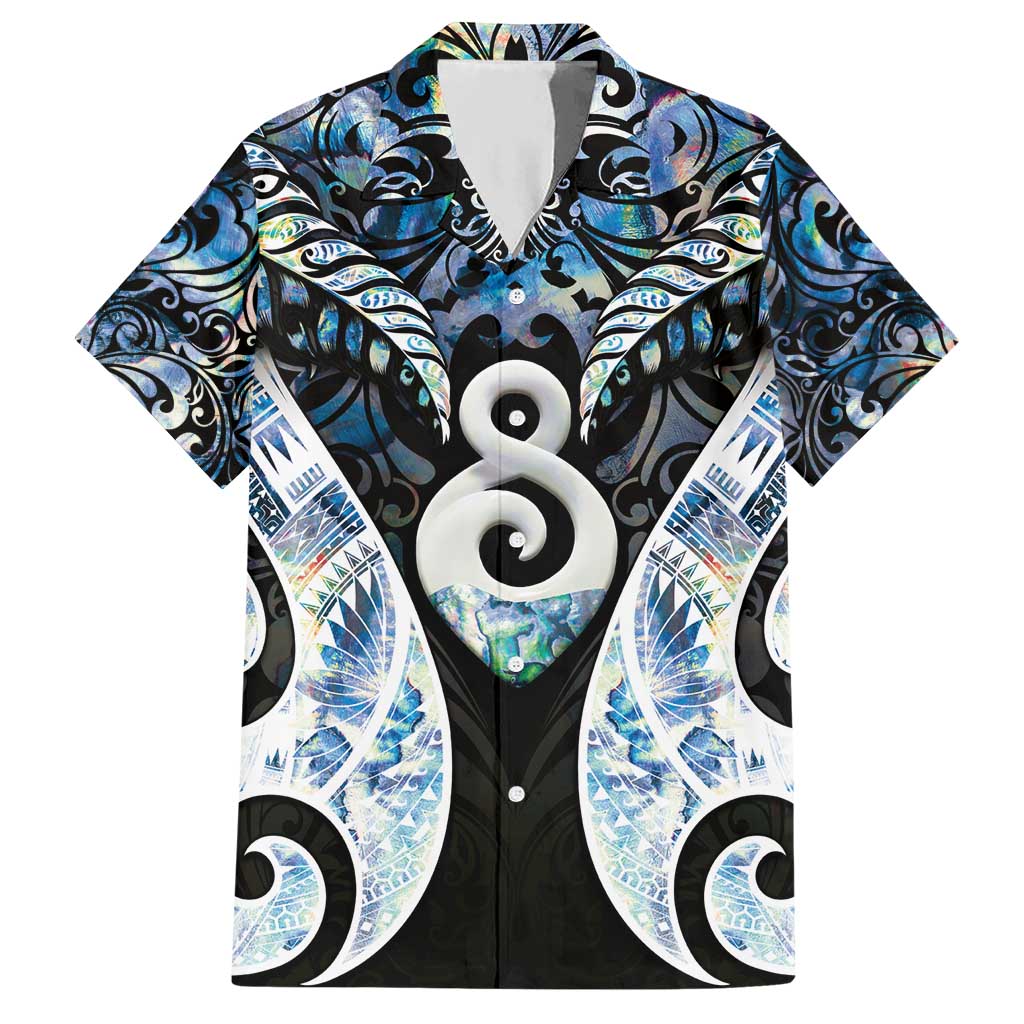 New Zealand Aotearoa Hawaiian Shirt Pikorua Single Twist Green Paua Shell