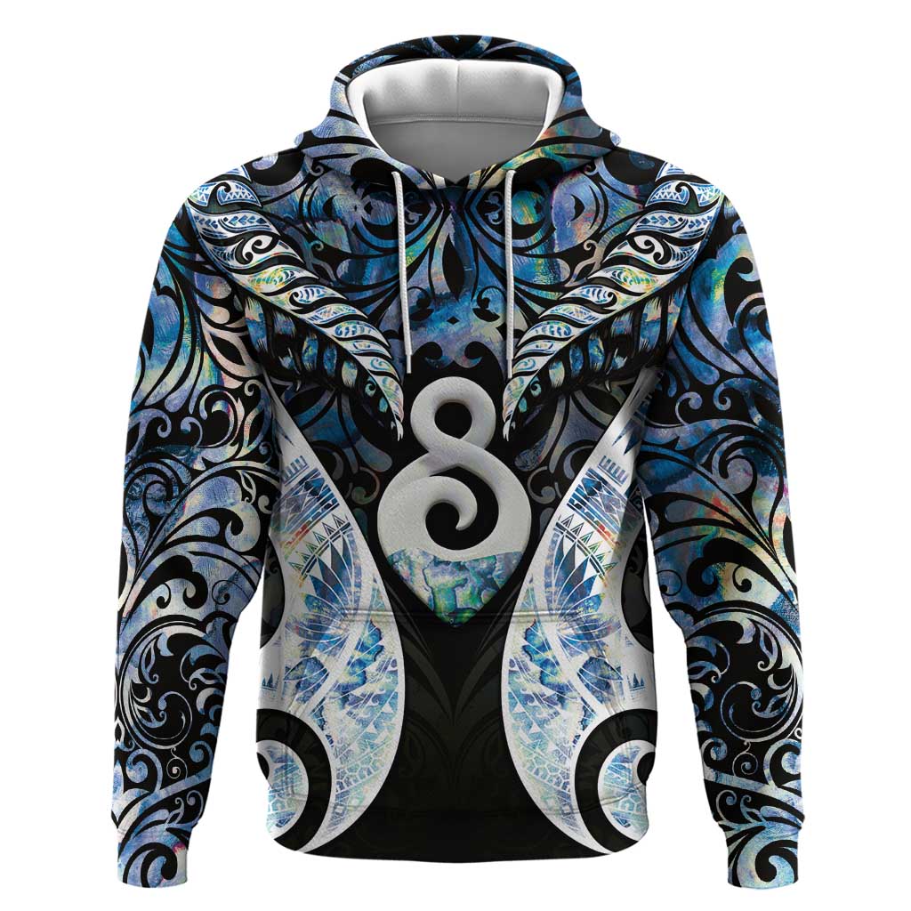 New Zealand Aotearoa Hoodie Pikorua Single Twist Green Paua Shell
