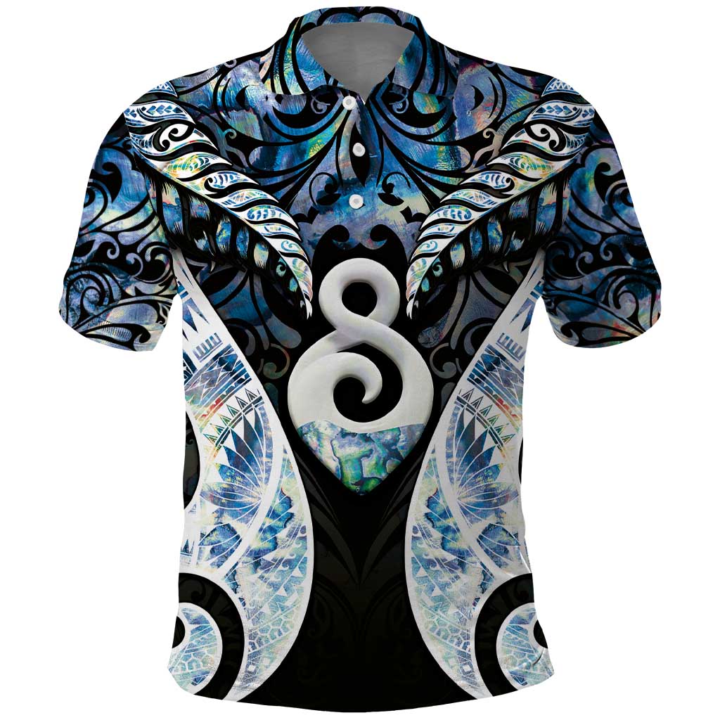 New Zealand Aotearoa Polo Shirt Pikorua Single Twist Green Paua Shell