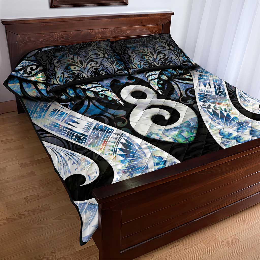 New Zealand Aotearoa Quilt Bed Set Pikorua Single Twist Green Paua Shell