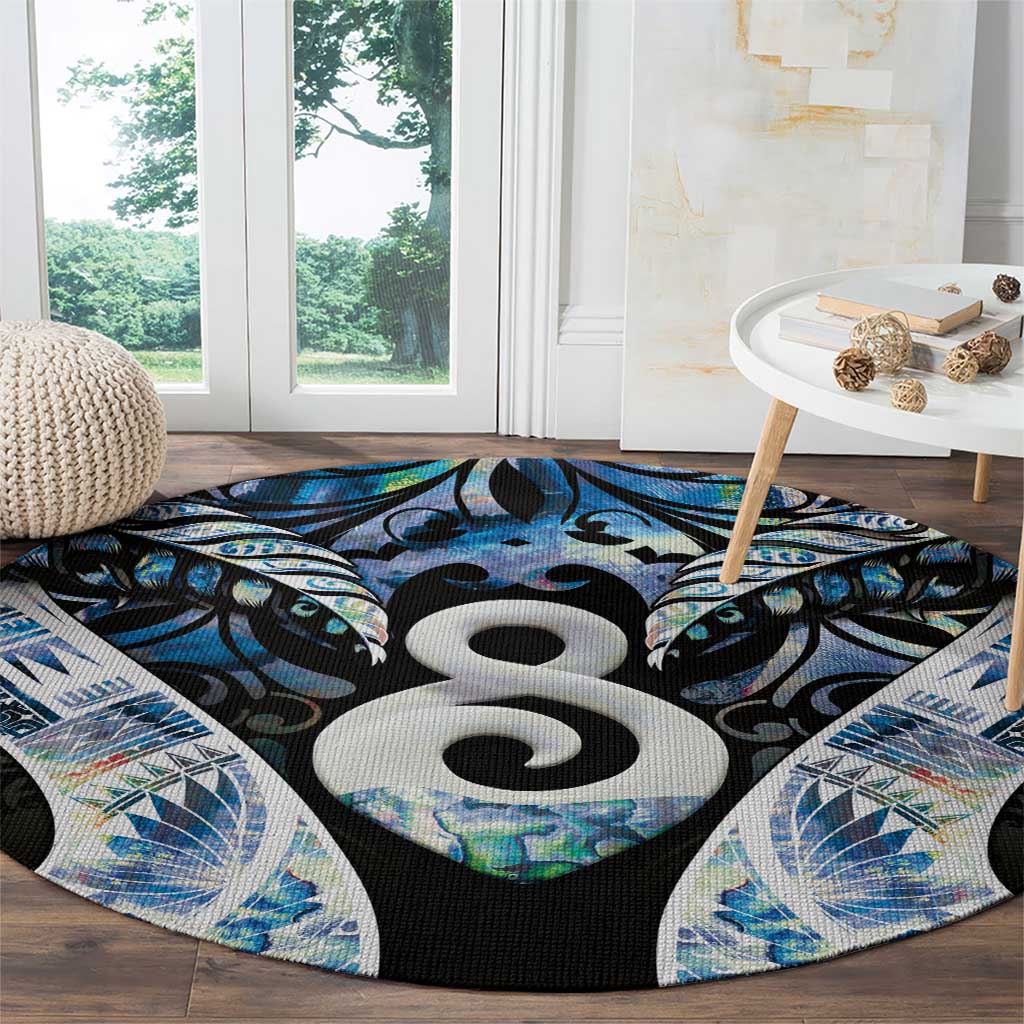 New Zealand Aotearoa Round Carpet Pikorua Single Twist Green Paua Shell