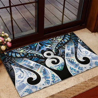 New Zealand Aotearoa Rubber Doormat Pikorua Single Twist Green Paua Shell
