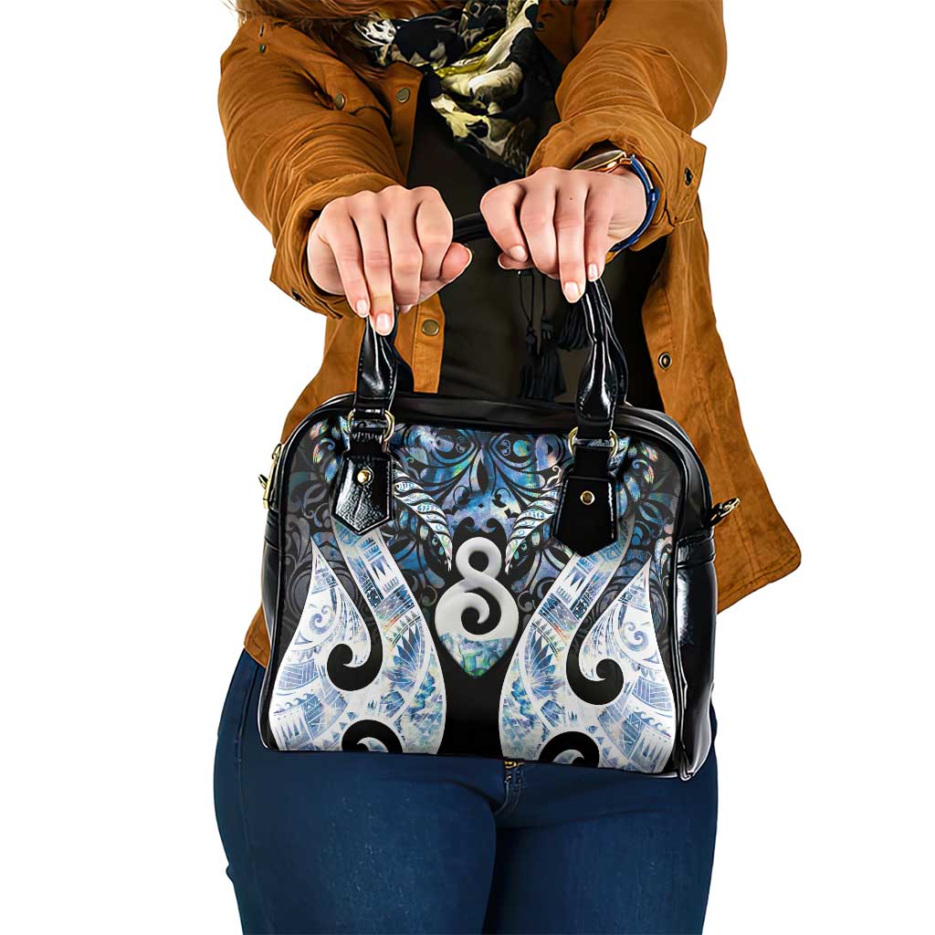 New Zealand Aotearoa Shoulder Handbag Pikorua Single Twist Green Paua Shell DT05 One Size Green - Polynesian Pride