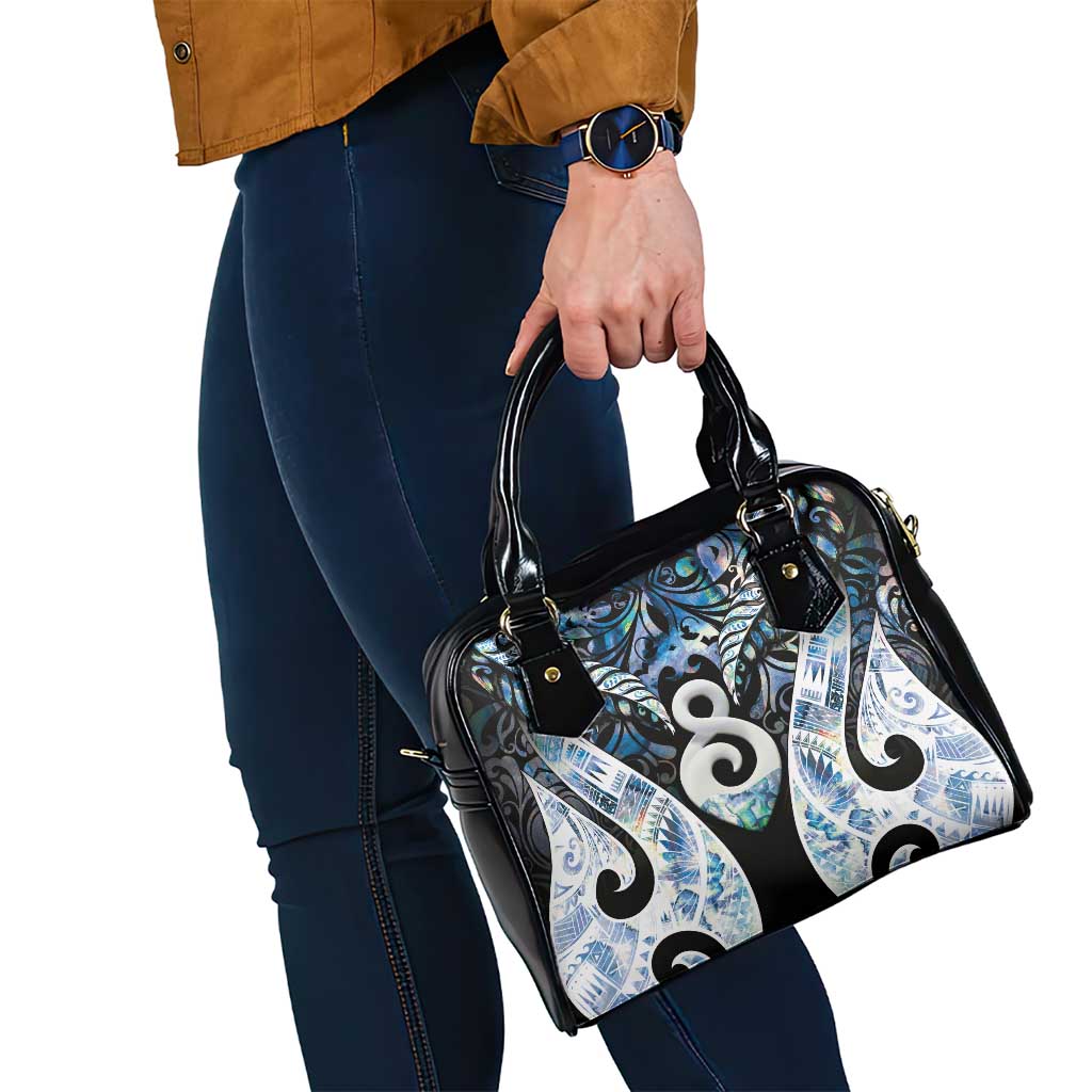 New Zealand Aotearoa Shoulder Handbag Pikorua Single Twist Green Paua Shell