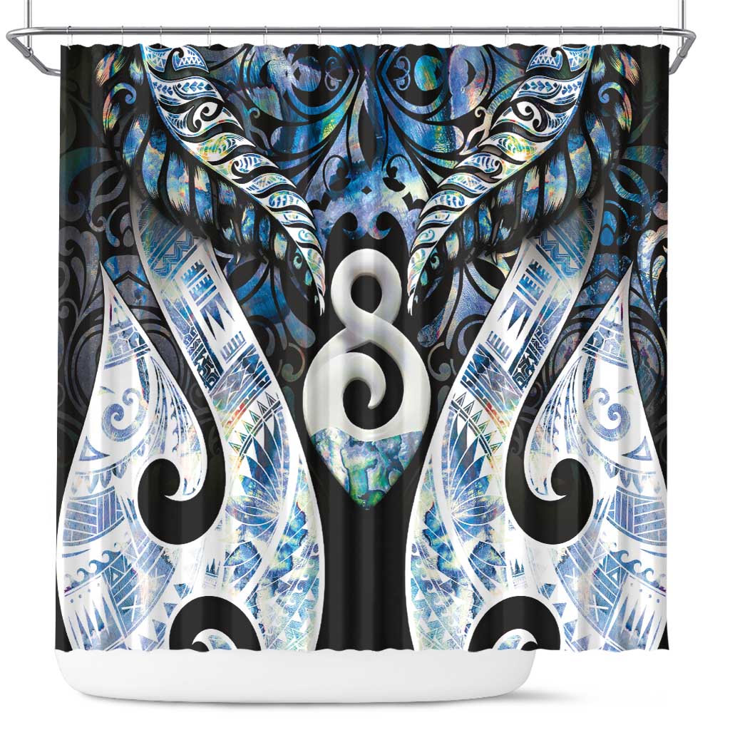 New Zealand Aotearoa Shower Curtain Pikorua Single Twist Green Paua Shell DT05 Green - Polynesian Pride