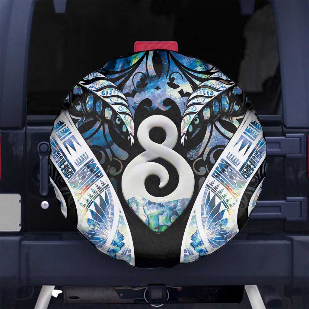 New Zealand Aotearoa Spare Tire Cover Pikorua Single Twist Green Paua Shell