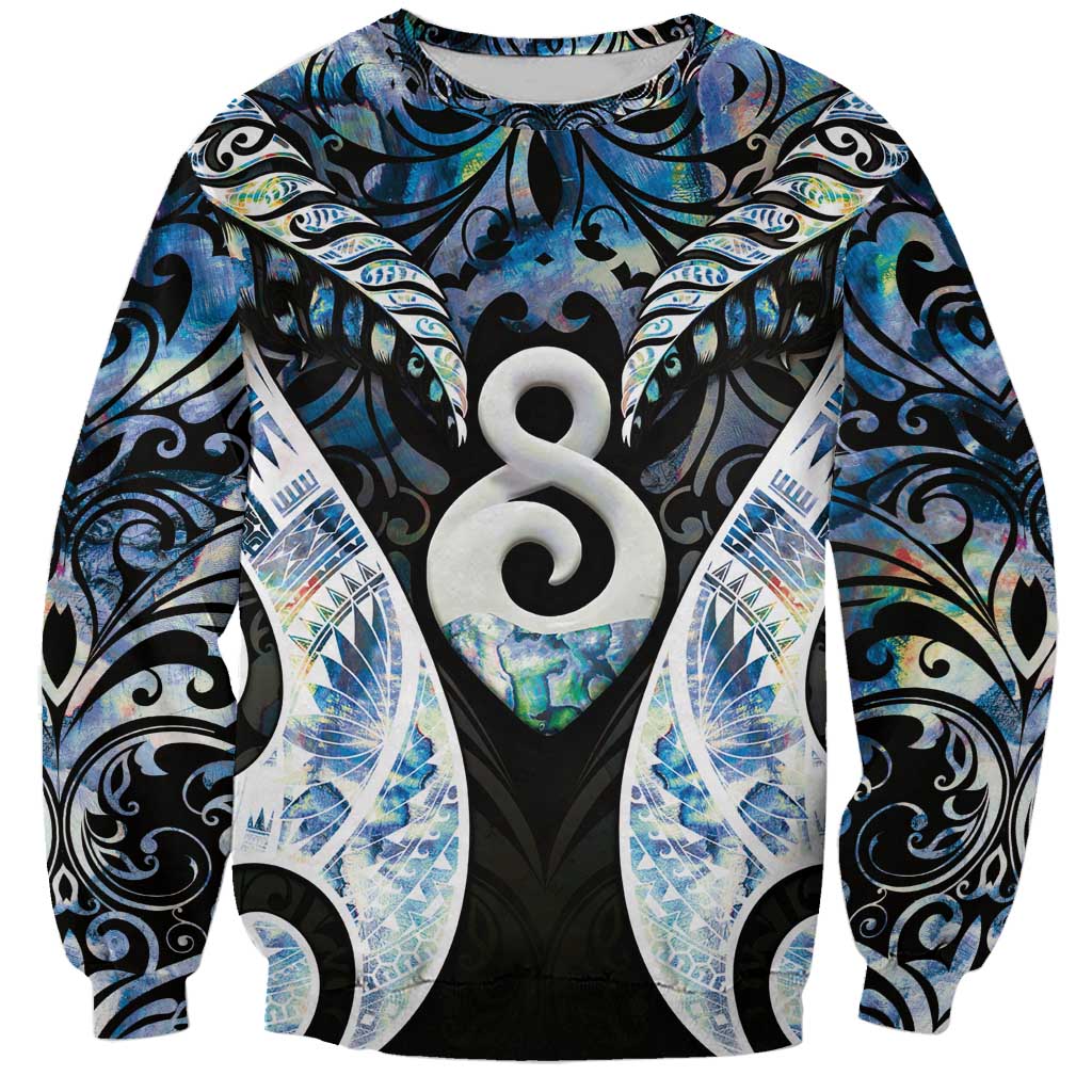 New Zealand Aotearoa Sweatshirt Pikorua Single Twist Green Paua Shell