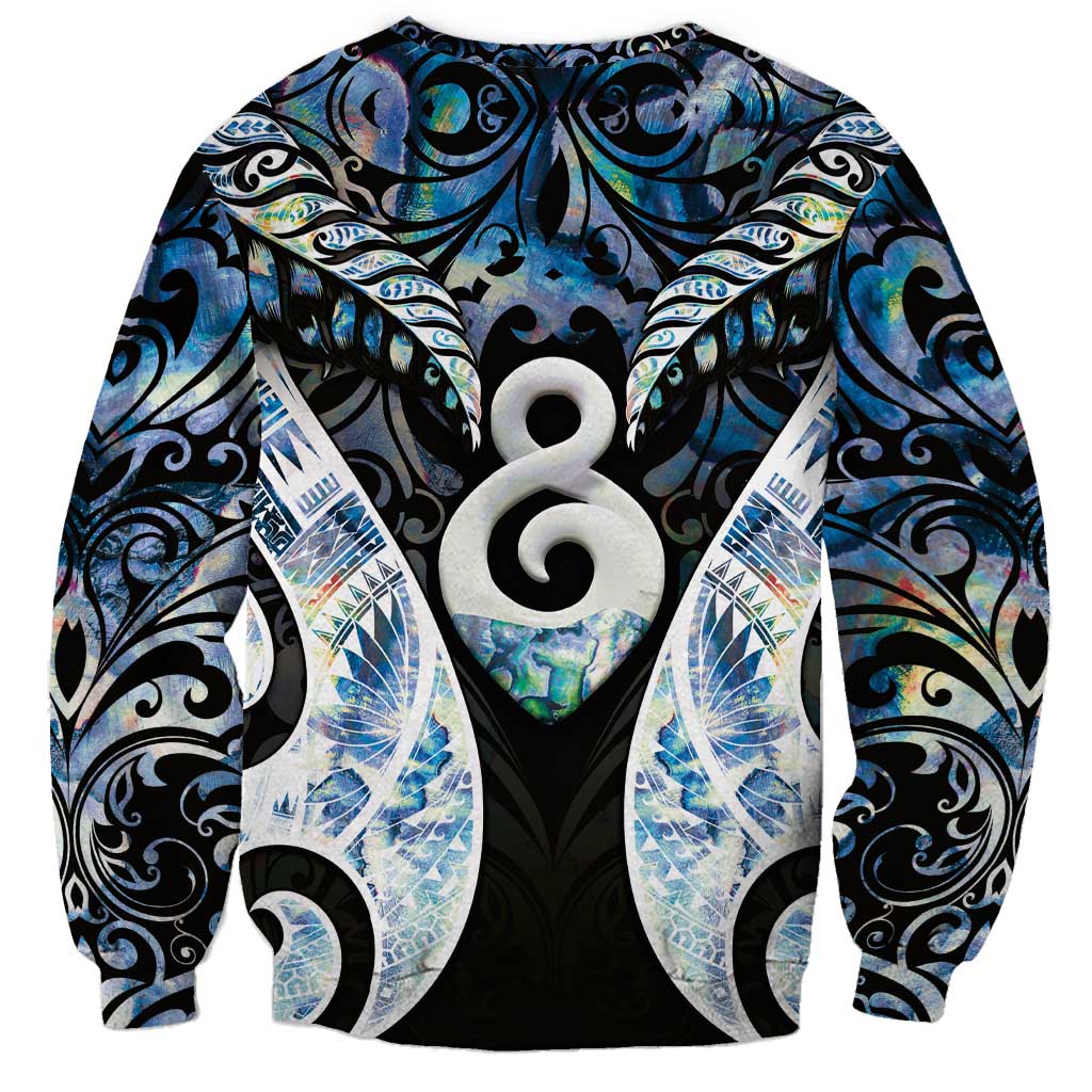 New Zealand Aotearoa Sweatshirt Pikorua Single Twist Green Paua Shell DT05 - Polynesian Pride