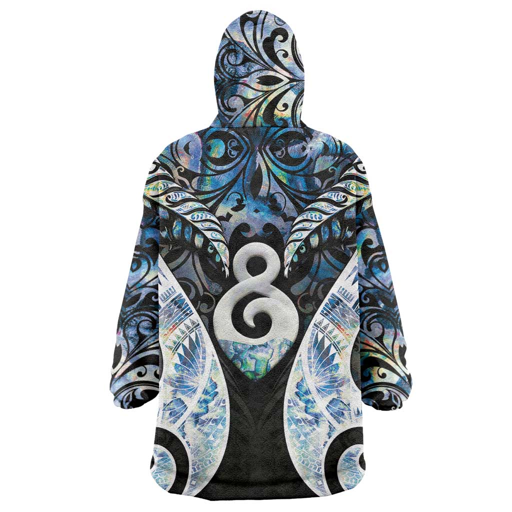New Zealand Aotearoa Wearable Blanket Hoodie Pikorua Single Twist Green Paua Shell
