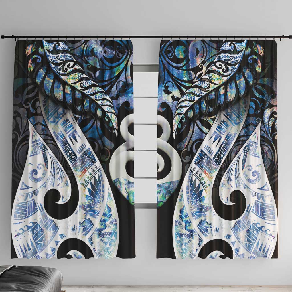 New Zealand Aotearoa Window Curtain Pikorua Single Twist Green Paua Shell DT05 With Hooks Green - Polynesian Pride