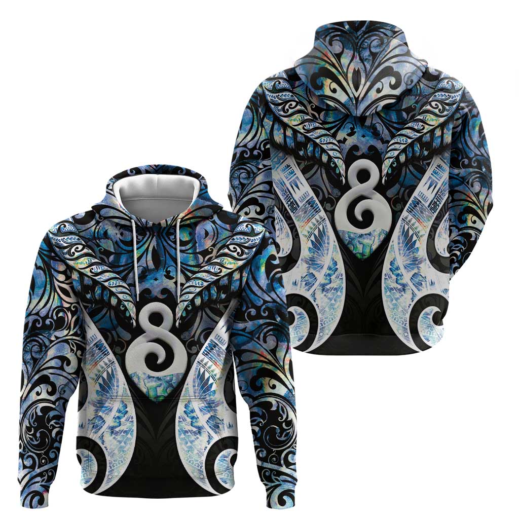 New Zealand Aotearoa Zip Hoodie Pikorua Single Twist Green Paua Shell