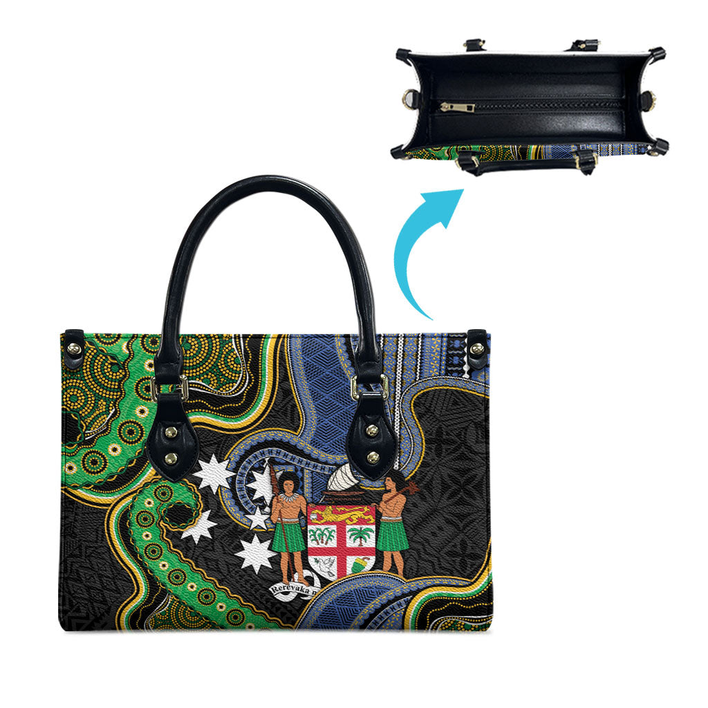 South Sea Islanders And Fiji Leather Bag Fijian Coat Of Arms And Southern Cross DT05 - Polynesian Pride