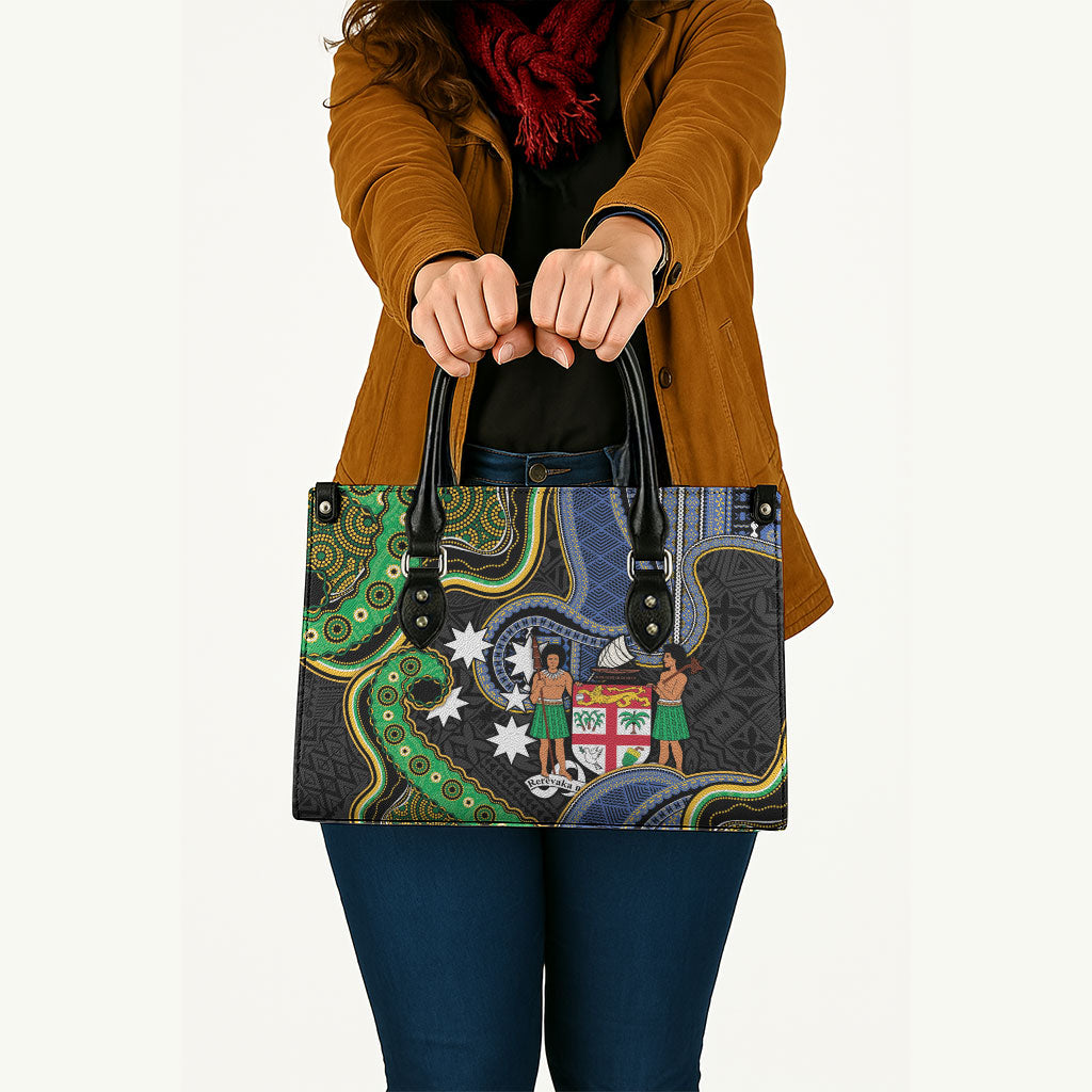 South Sea Islanders And Fiji Leather Bag Fijian Coat Of Arms And Southern Cross DT05 - Polynesian Pride