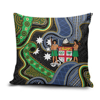 South Sea Islanders And Fiji Pillow Cover Fijian Coat Of Arms And Southern Cross DT05 Black - Polynesian Pride