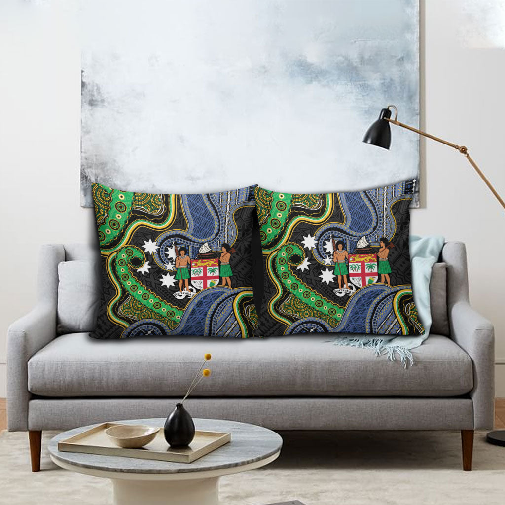 South Sea Islanders And Fiji Pillow Cover Fijian Coat Of Arms And Southern Cross DT05 - Polynesian Pride