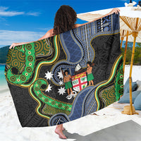 South Sea Islanders And Fiji Sarong Fijian Coat Of Arms And Southern Cross DT05 One Size 44 x 66 inches Black - Polynesian Pride
