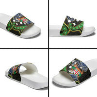 South Sea Islanders And Fiji Slide Sandals Fijian Coat Of Arms And Southern Cross DT05 - Polynesian Pride
