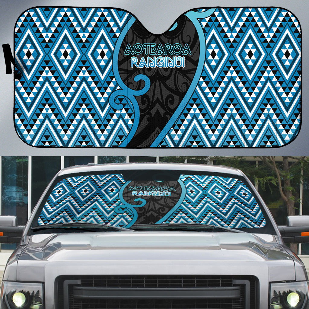 Aotearoa Atua Ranginui Auto Sun Shade Maori Sky Father Koru Patterns