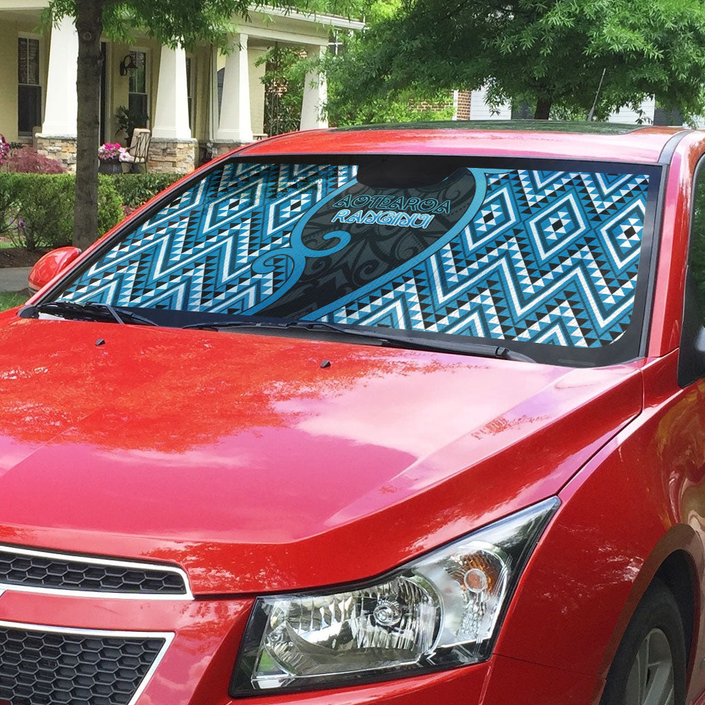 Aotearoa Atua Ranginui Auto Sun Shade Maori Sky Father Koru Patterns