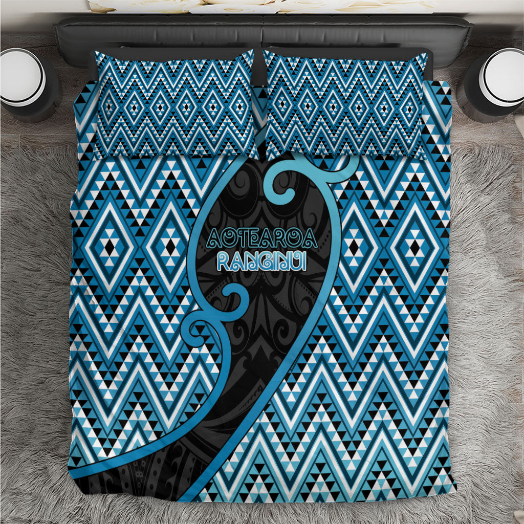 Aotearoa Atua Ranginui Bedding Set Maori Sky Father Koru Patterns DT05 Blue - Polynesian Pride