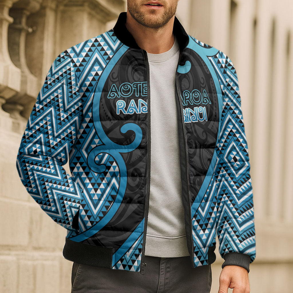 Custom Aotearoa Atua Ranginui Bomber Puffer Jacket Maori Sky Father Koru Patterns