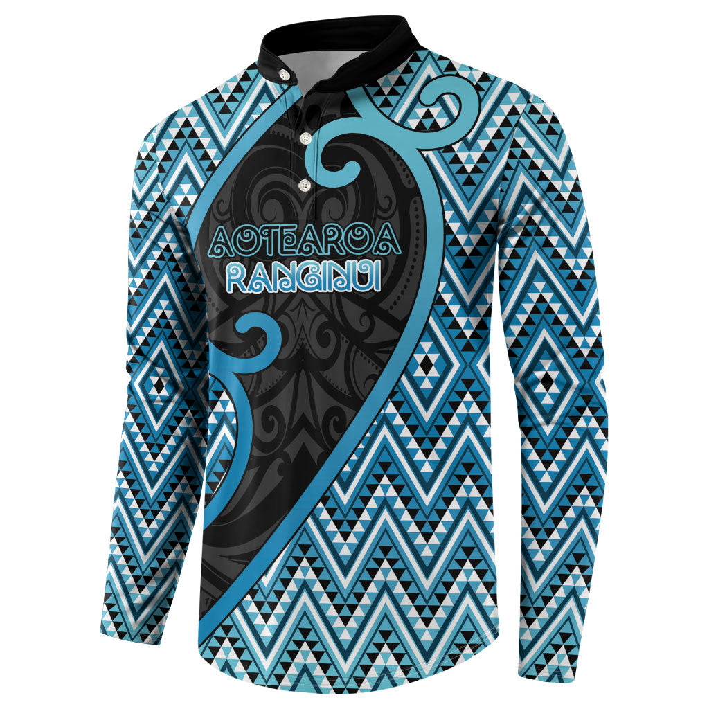 Custom Aotearoa Atua Ranginui Button Sweatshirt Maori Sky Father Koru Patterns