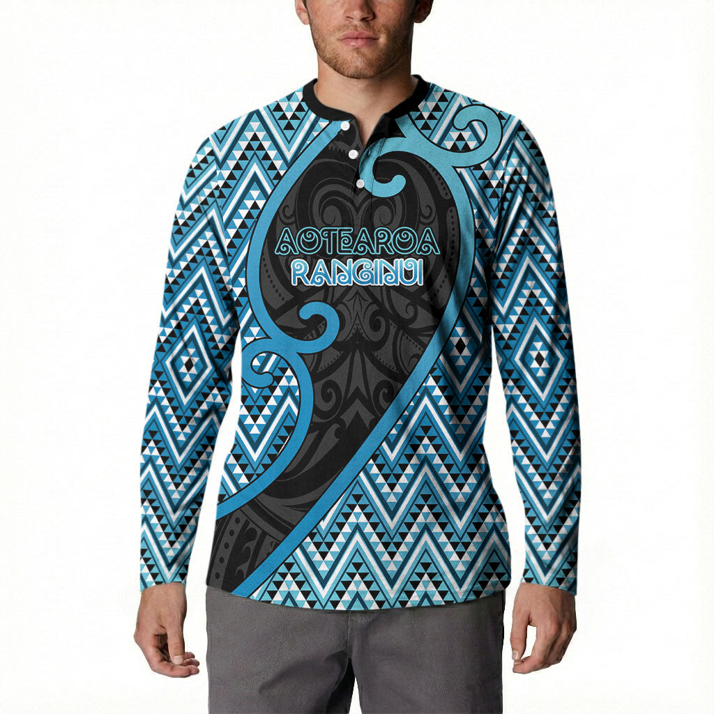 Custom Aotearoa Atua Ranginui Button Sweatshirt Maori Sky Father Koru Patterns
