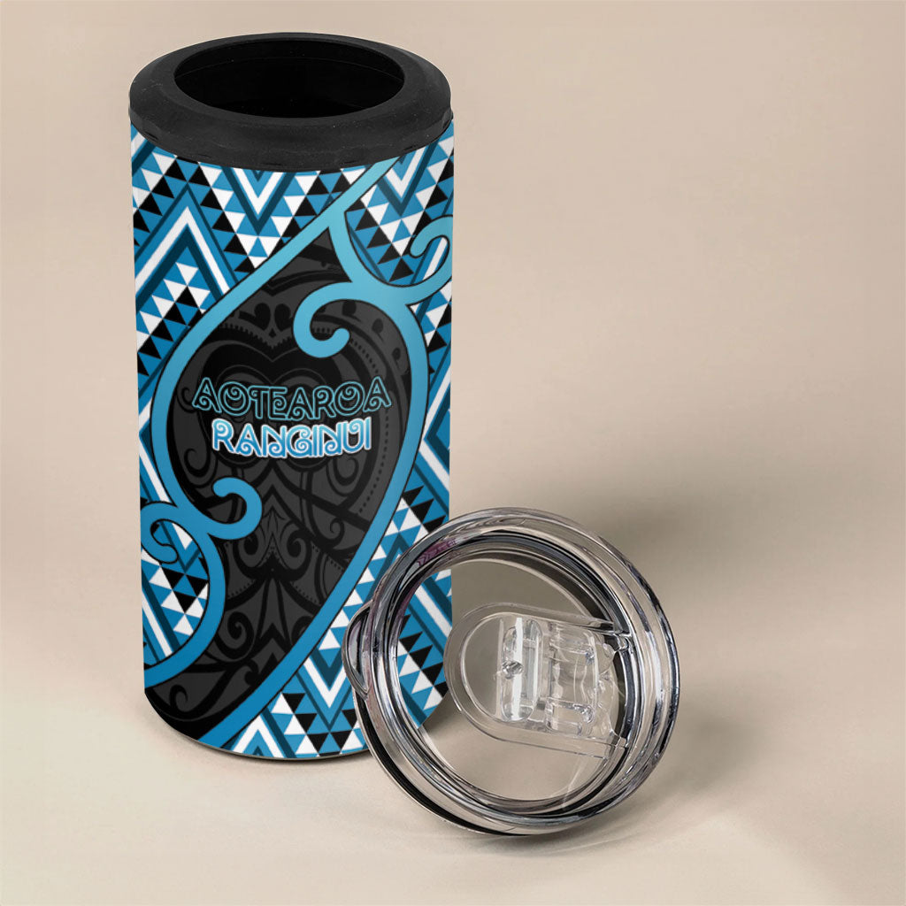 Custom Aotearoa Atua Ranginui 4 in 1 Can Cooler Tumbler Maori Sky Father Koru Patterns