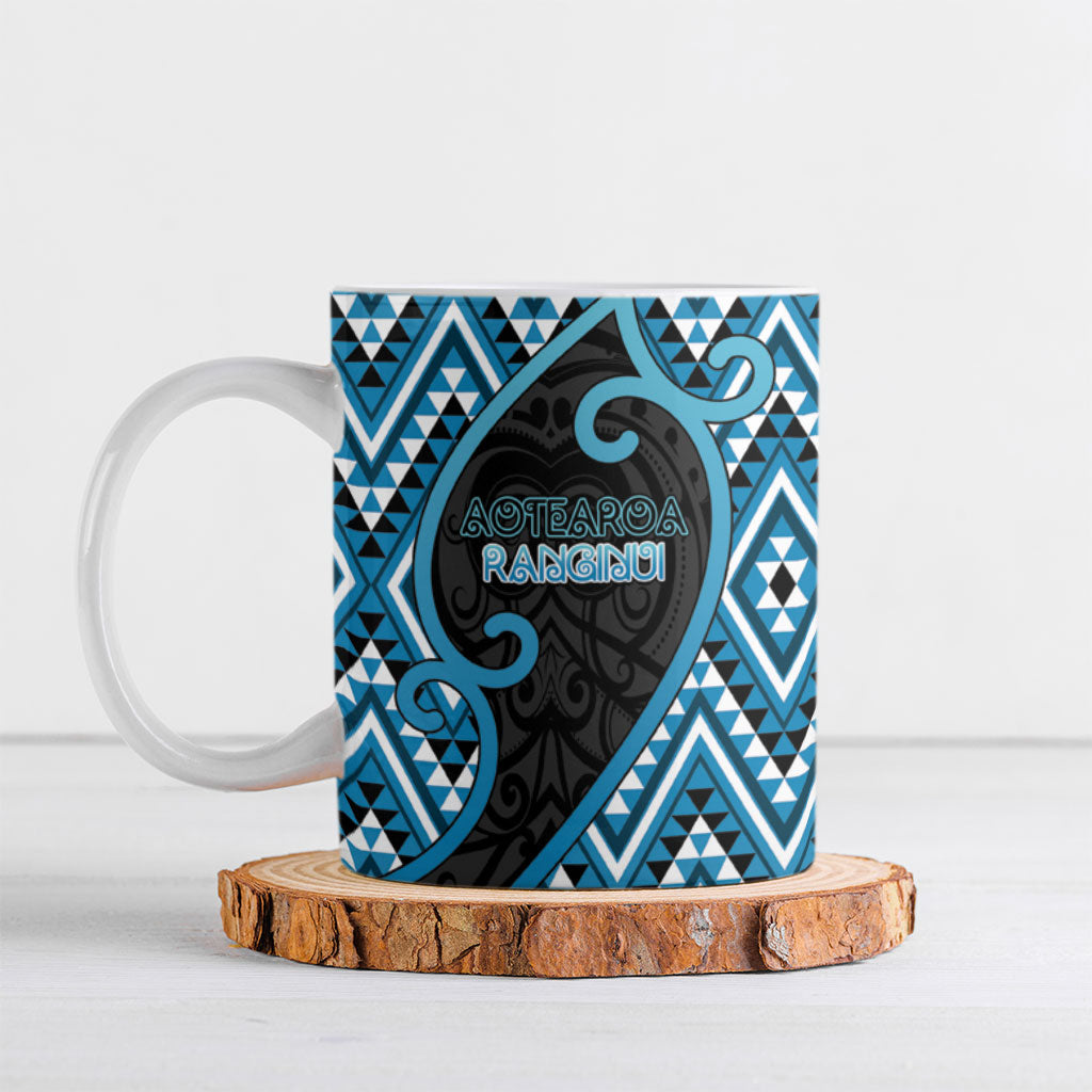 Custom Aotearoa Atua Ranginui Ceramic Mug Maori Sky Father Koru Patterns
