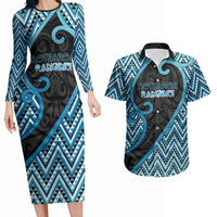 Custom Aotearoa Atua Ranginui Couples Matching Long Sleeve Bodycon Dress and Hawaiian Shirt Maori Sky Father Koru Patterns