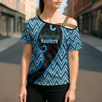 Custom Aotearoa Atua Ranginui Cross Shoulder Shirt Maori Sky Father Koru Patterns