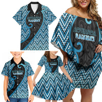 Custom Aotearoa Atua Ranginui Family Matching Off Shoulder Short Dress and Hawaiian Shirt Maori Sky Father Koru Patterns