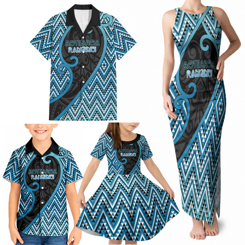 Custom Aotearoa Atua Ranginui Family Matching Tank Maxi Dress and Hawaiian Shirt Maori Sky Father Koru Patterns DT05 - Polynesian Pride