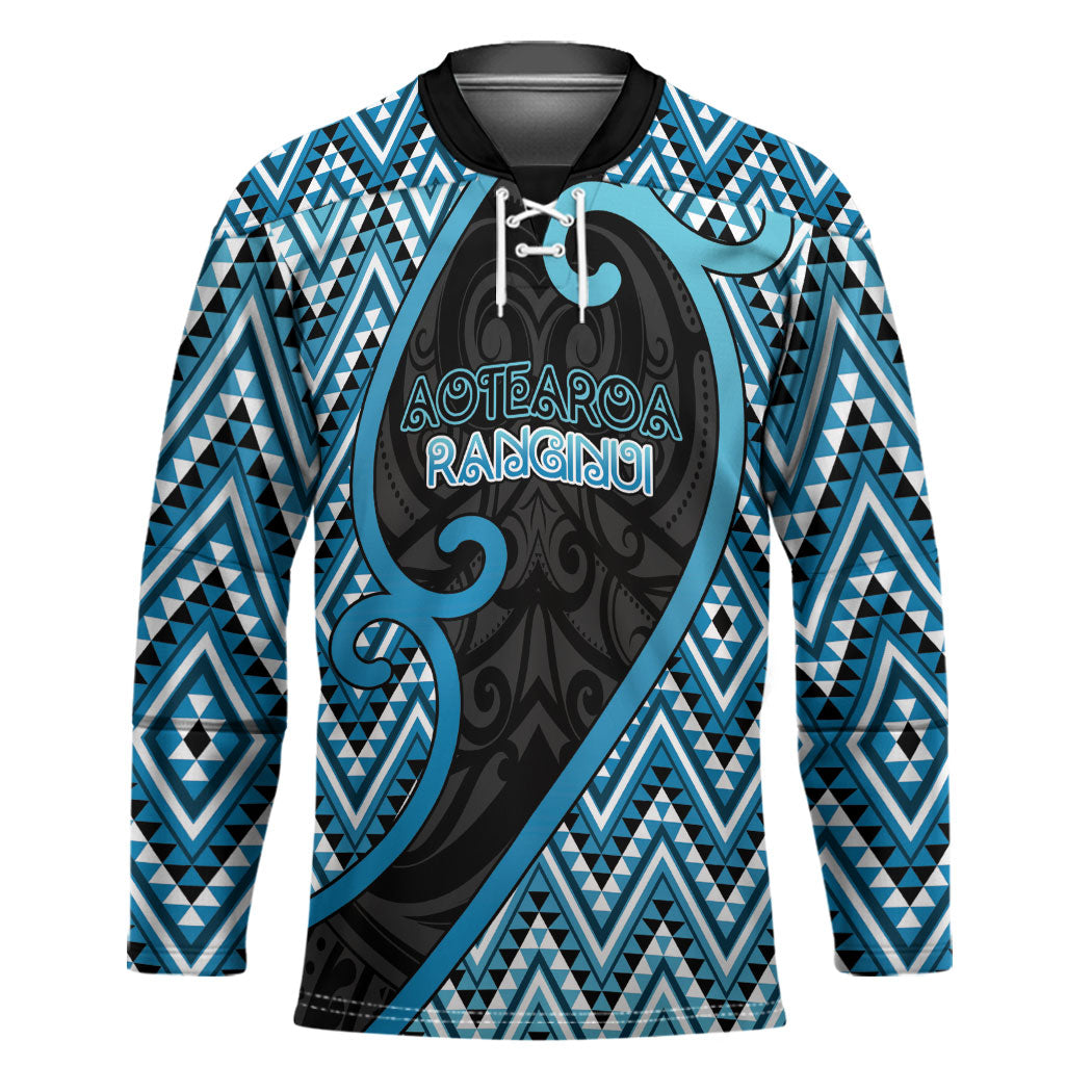 Custom Aotearoa Atua Ranginui Hockey Jersey Maori Sky Father Koru Patterns