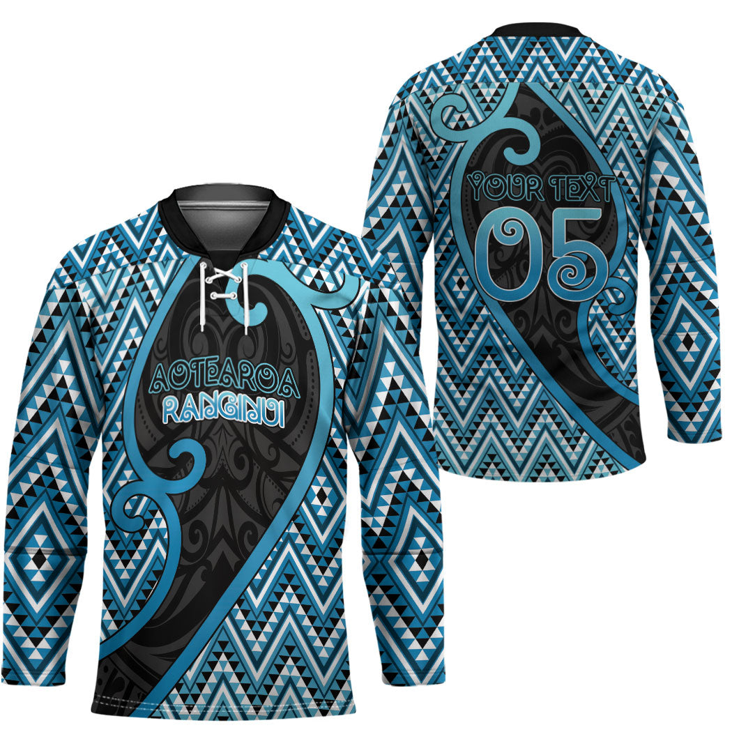 Custom Aotearoa Atua Ranginui Hockey Jersey Maori Sky Father Koru Patterns