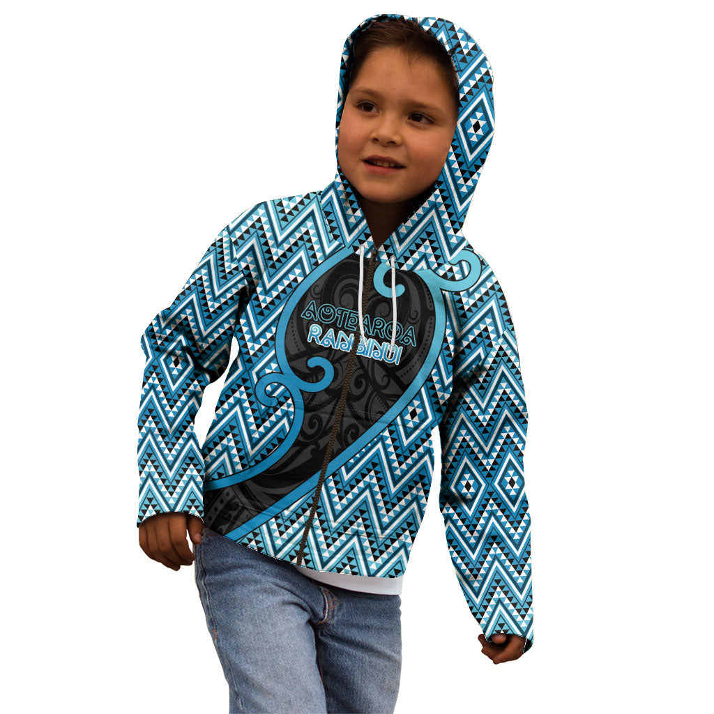Custom Aotearoa Atua Ranginui Kid Hoodie Maori Sky Father Koru Patterns