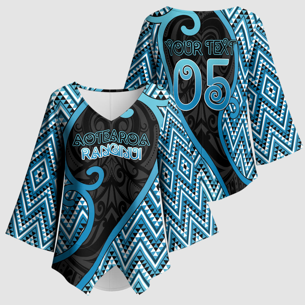 Custom Aotearoa Atua Ranginui Kimono Sleeve Blouse Maori Sky Father Koru Patterns