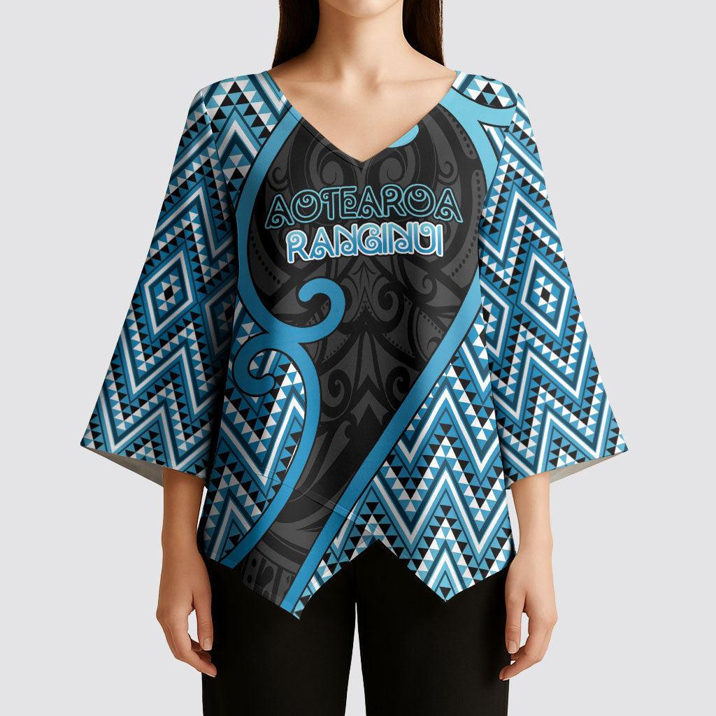 Custom Aotearoa Atua Ranginui Kimono Sleeve Blouse Maori Sky Father Koru Patterns