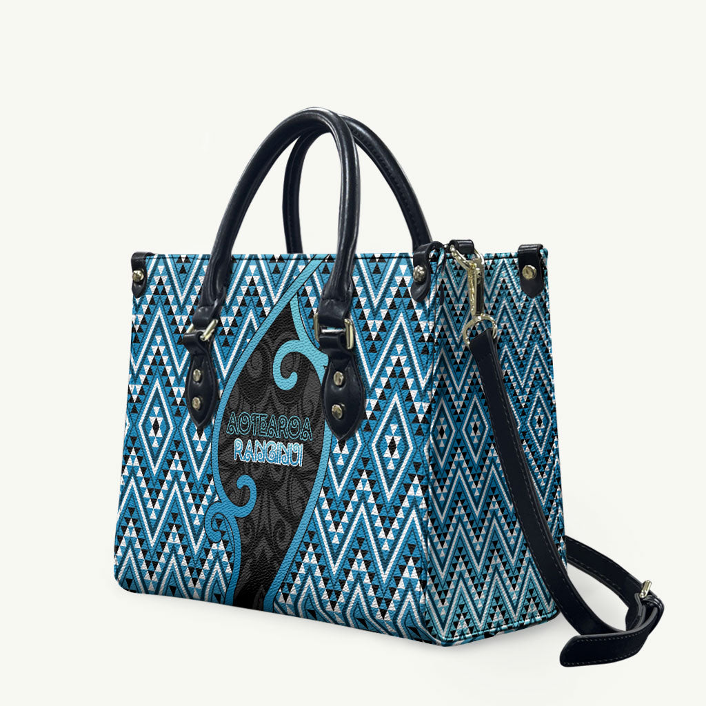 Aotearoa Atua Ranginui Leather Bag Maori Sky Father Koru Patterns
