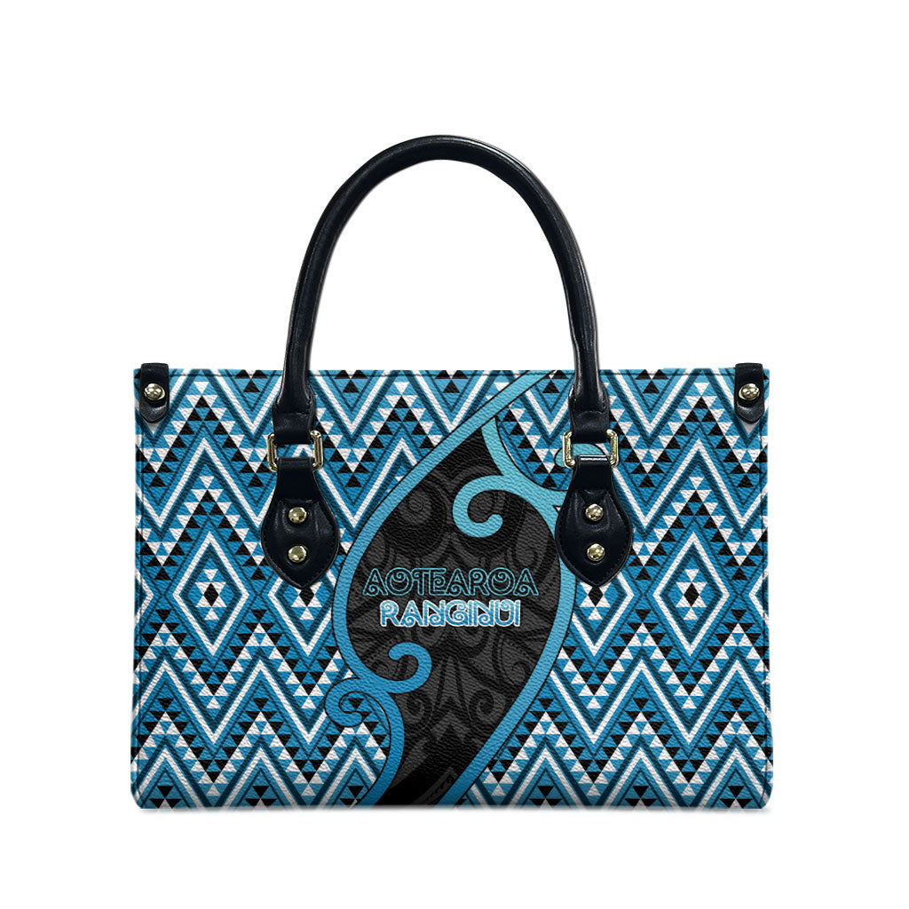 Aotearoa Atua Ranginui Leather Bag Maori Sky Father Koru Patterns